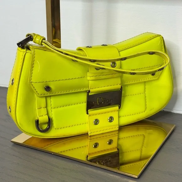 DIOR by Galliano EARLY 2000’s Y2K Super Rare Neon Yellow Women's Clutch Bag - Picture 4 of 4